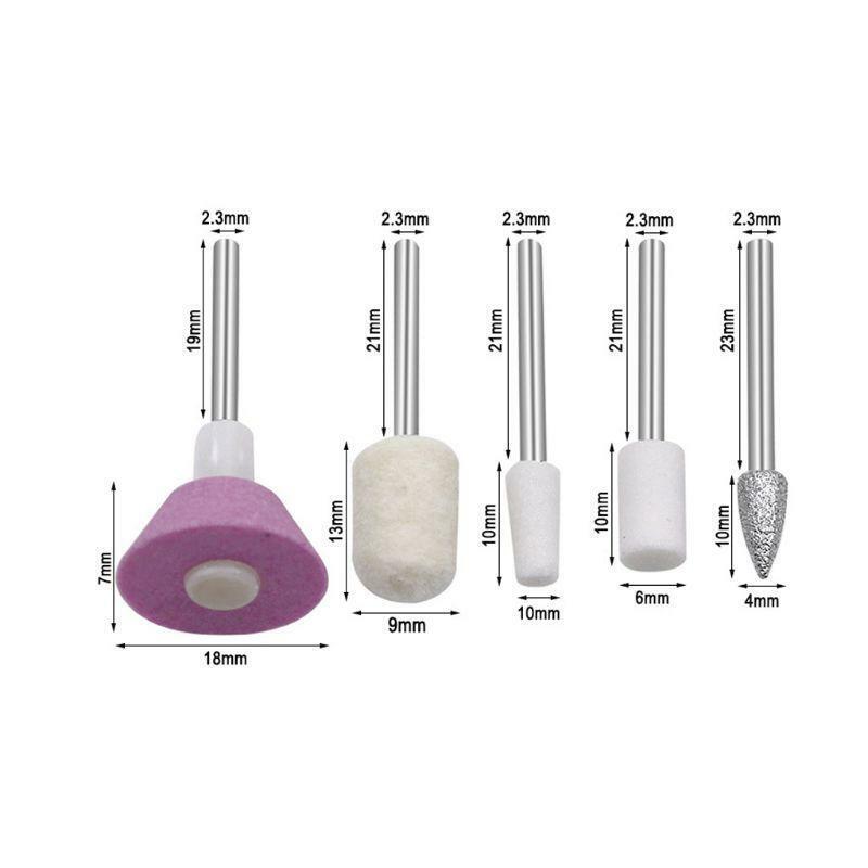 5pcs/set Nail Art Drill Grinding Head File Polishing Sanding Electric Manicure