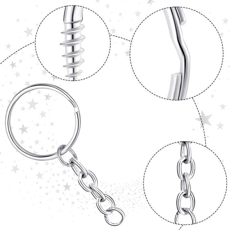 Fashion Screw Eye Pins Key Chain Split Key Ring with Chain Open Jump Ring