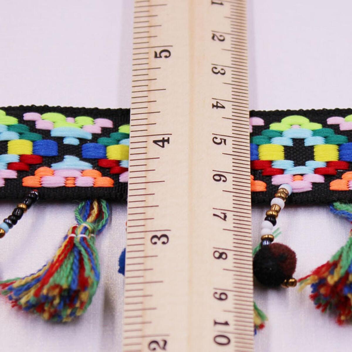 Colorful Tassel Embroidered  2.5cm Width for Sewing Craft Scarf Headwear