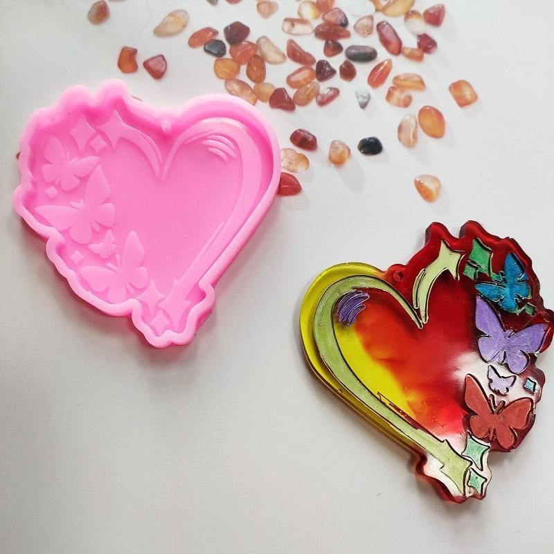 Heart Shape Keychain Mould Crystal Epoxy Creative Silicone Mould Love Gift