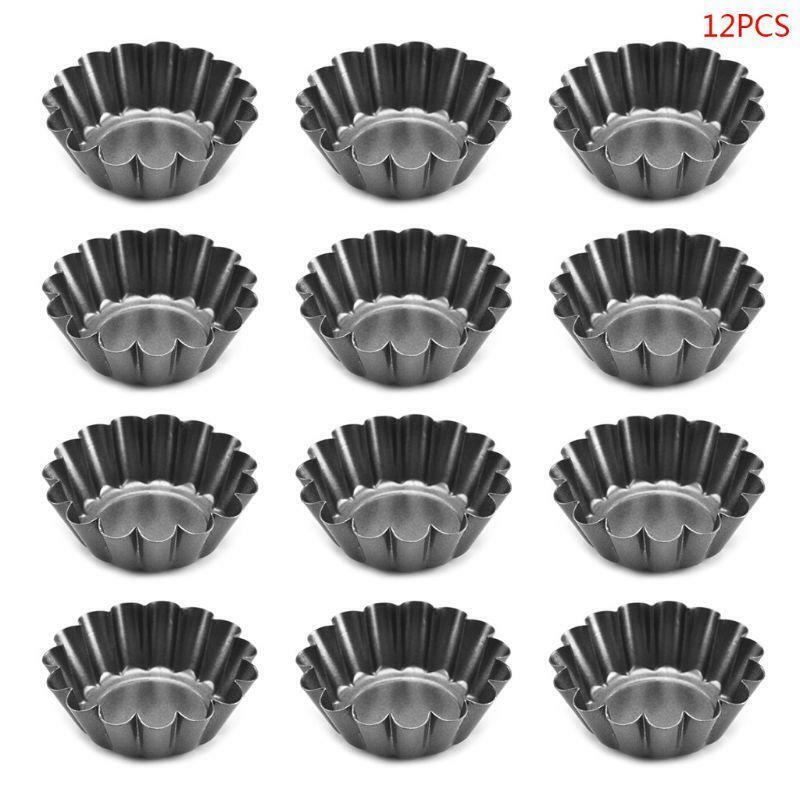 12 Pcs/Pack Egg Tart Mold Flower Shape Cupcake Cake Muffin Mold Pan Baking Tool