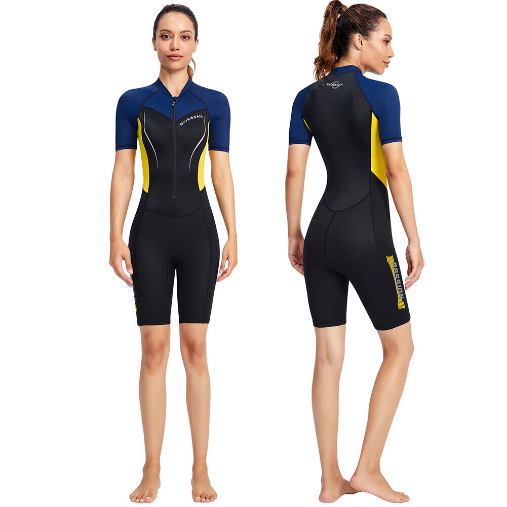 DIVE SAIL Neoprene Scuba Snorkel Swimming Women Body Wetsuits (Yellow L)