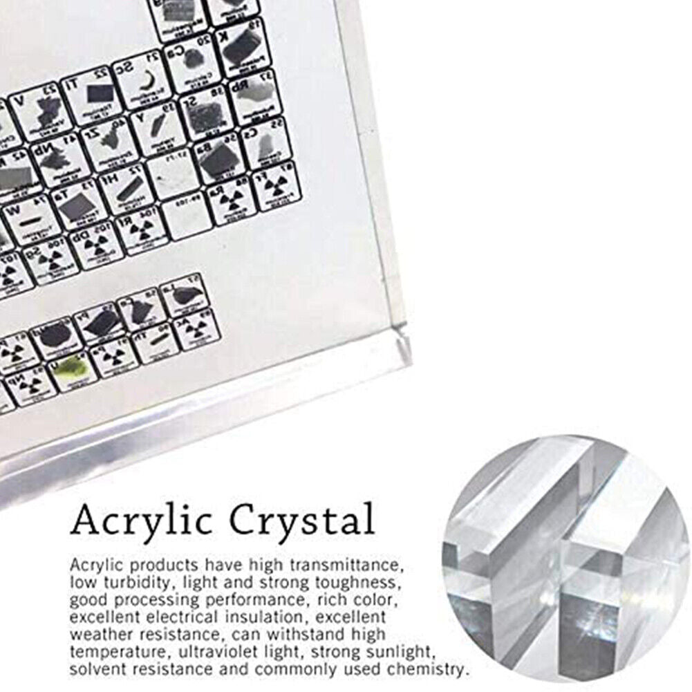 Periodic Table of Elements Acrylic Chemical Elements Display with Real