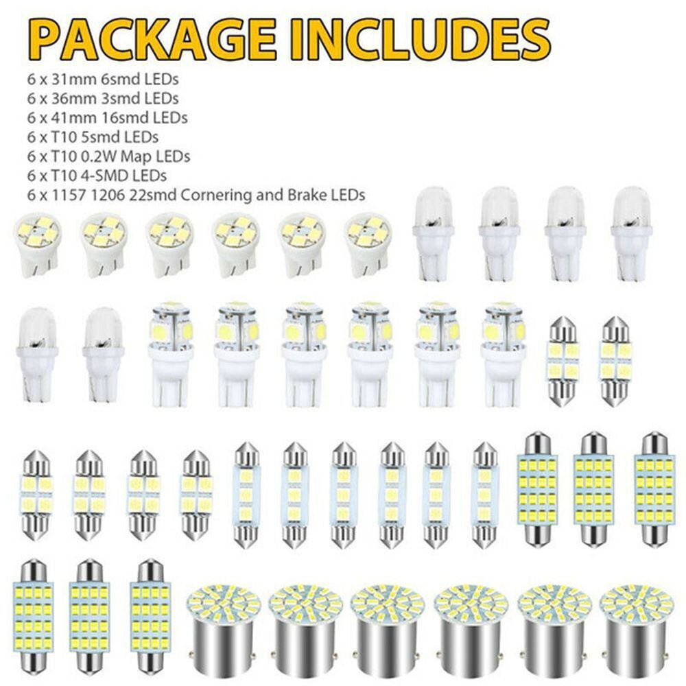 Map Dome Door Car Interior Light Inside Bulb Kit Combo LED License Plate Lamp