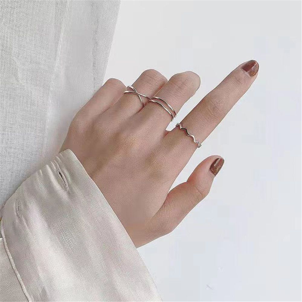 Gift Minimalist Jewelry Aesthetic Women Ring Set Trendy Geometric Punk Ring