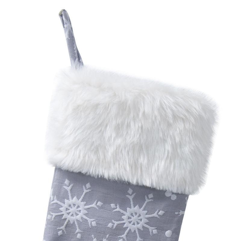 Plush Christmas Stockings Christmas Socks Decoration Snowflake Stockings