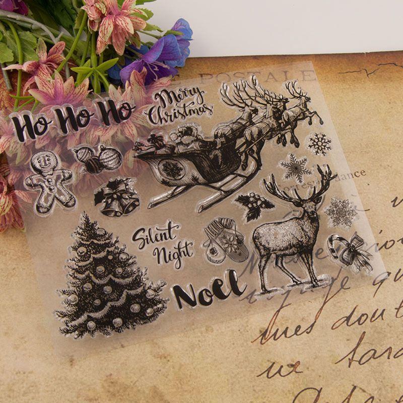 Christmas Deer Tree Silicone Clear Seal Stamp DIY Scrapbooking Embossing Photo