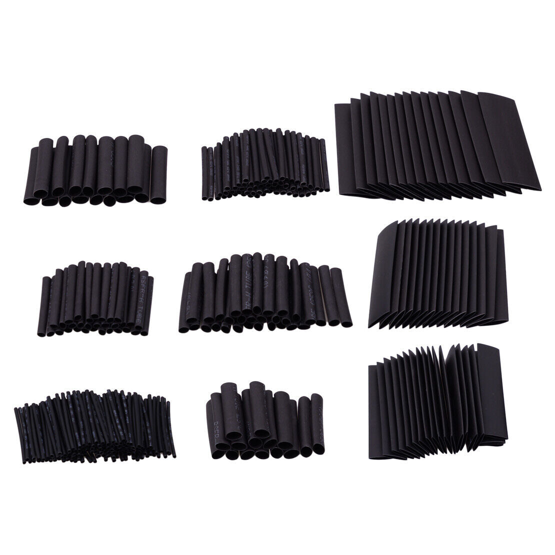 328Pcs Heat Shrink Tube Black 8 Sizes Tubing Wrap Sleeve Set Combo Polyolefin Ld