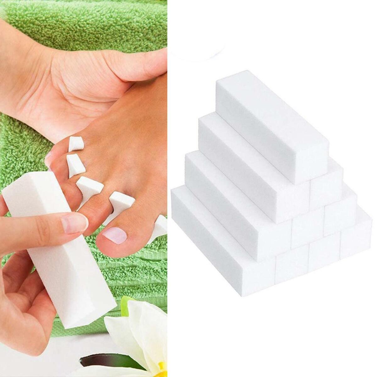 10 Pieces Nail Buffer Block Fingernails White Polisher for Manicure Pedicure