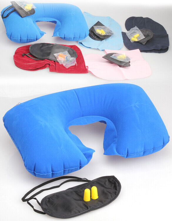 Travel Essential Fashion Multifunction Inflatable Pillow Patch Earplug New