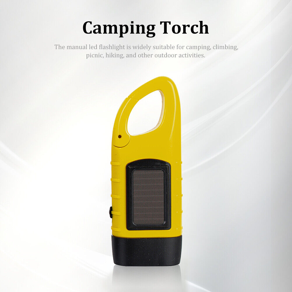 Hand Crank Solar Dynamo Torch Lamp Outdoor Emergency LED Flashlight (yellow