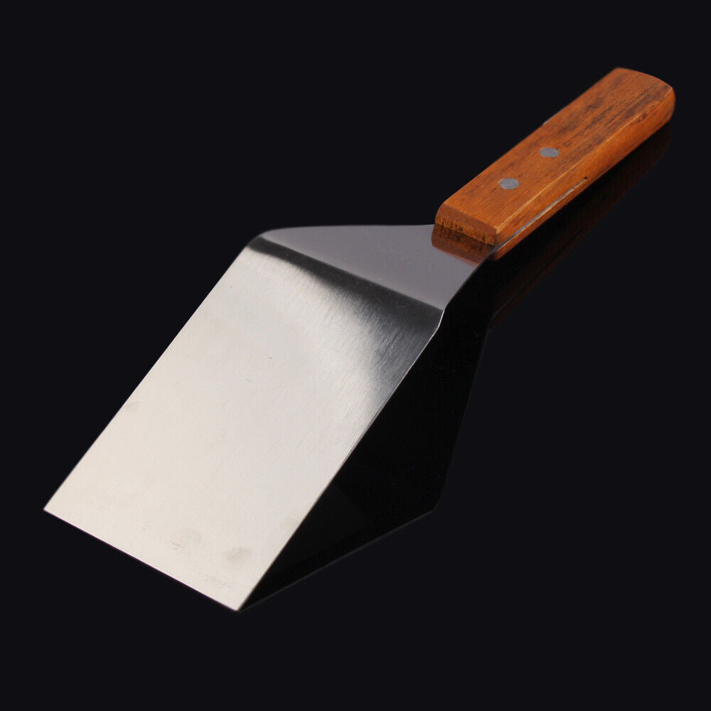 Stainless Steel Spatula Scraper Pancake Turner Scoop with Wooden Handle