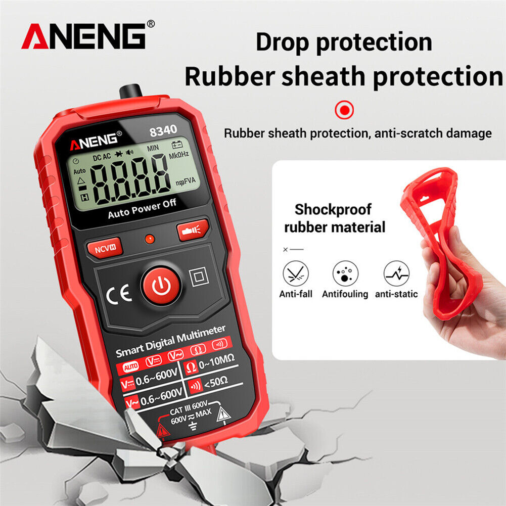 8340min LCD Digital Multimeter Ohm Meter with NCV Zero Fire Wire Tester