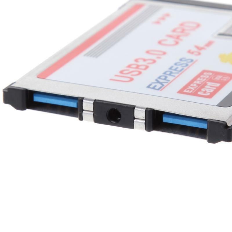 2 Dual Port USB 3.0 HUB Express Card ExpressCard Hidden 54mm Adapter for Laptop