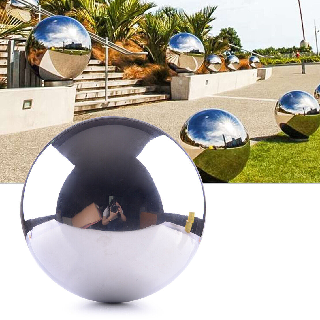 250 mm Stainless Steel Mirror Polished Sphere Hollow Ball Garden Decor Gifts