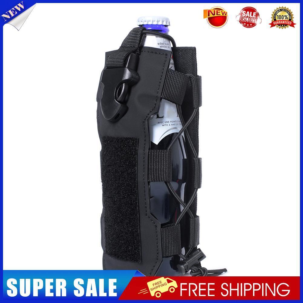 Molle Water Bottle Bag Travel Camping Hiking Kettle Holder Pouch (Black)