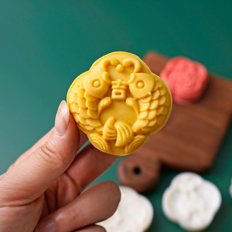 Ruyi Carp Shape Pastry Stamp Mid-Autumn Festival Mooncake Stamps for DIY Baking