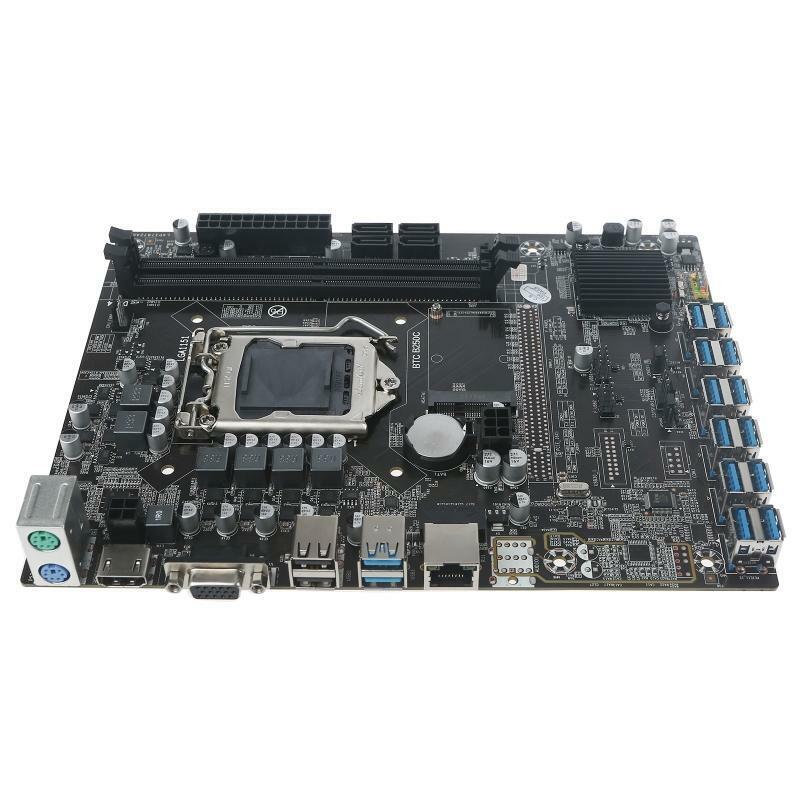 B250C BTC Mining Motherboard LGA 115 DDR4 Memory 12 PCI-E Video Slots for Mining