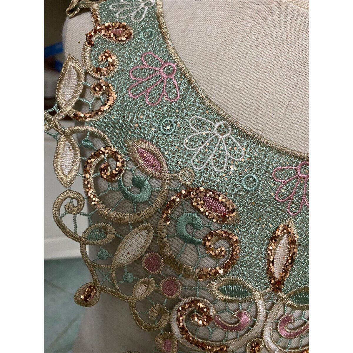 Embroidered Flower Lace Collar Neckline Sewing Applique DIY Clothing Accessories