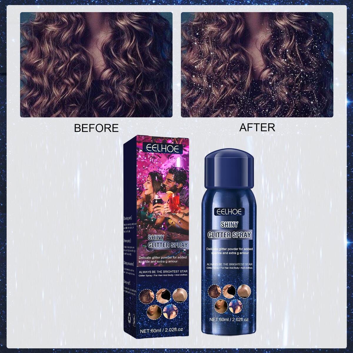 Shiny Glitter Spray 60ml/2.02fl.oz Face Highlighter for Evening Party Dating