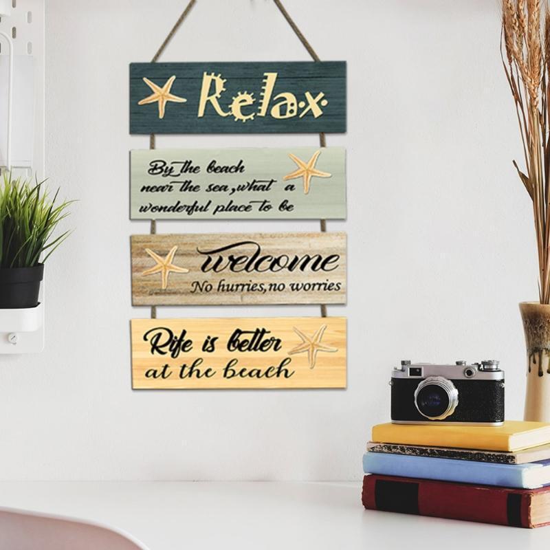Wooden Sea Beach Wall Art Decor Hanging Ornamen Nautical Wood Sign