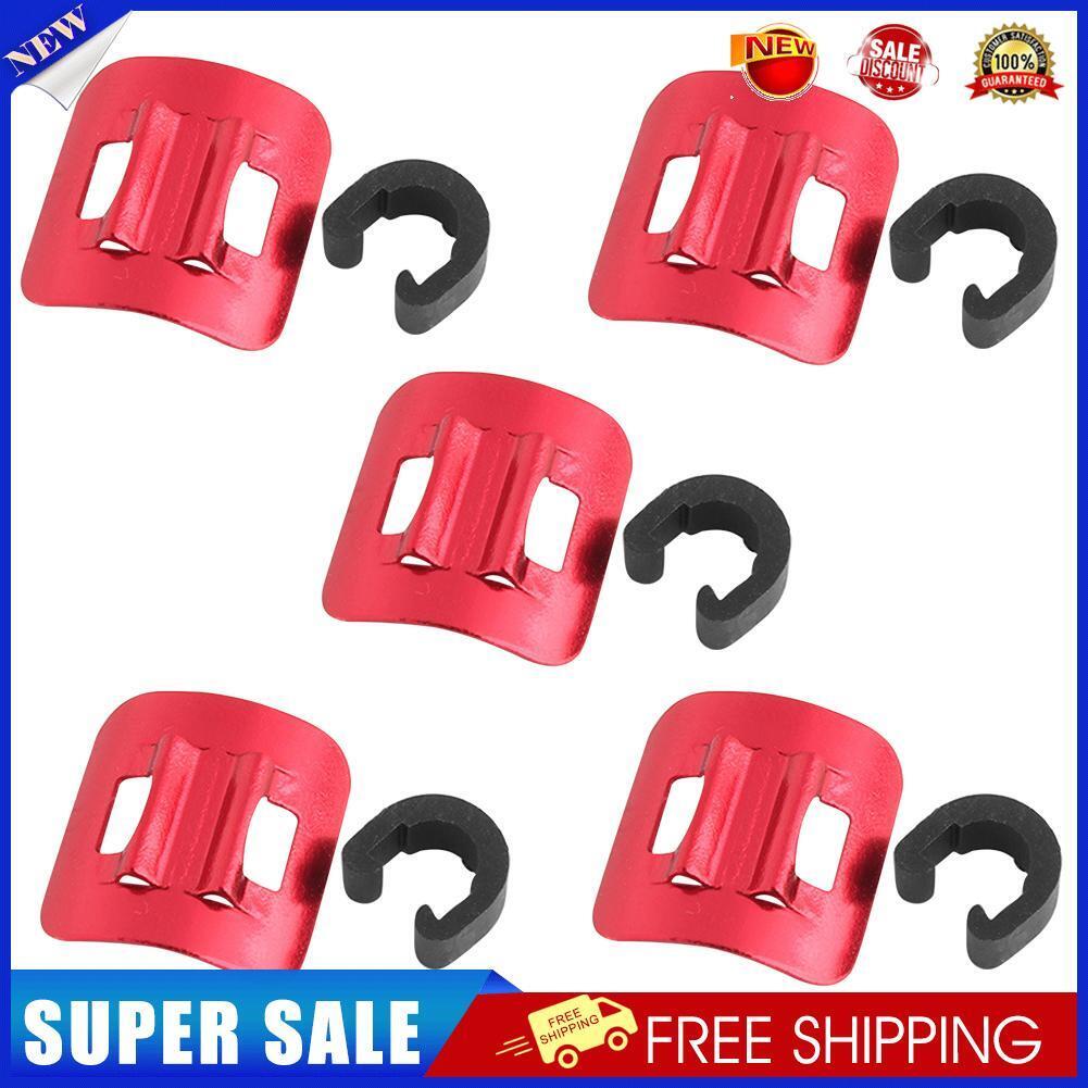 5pcs Bicycle C Buckle MTB Bike Brake Line Case Cable Tube Fixed Base (Red)