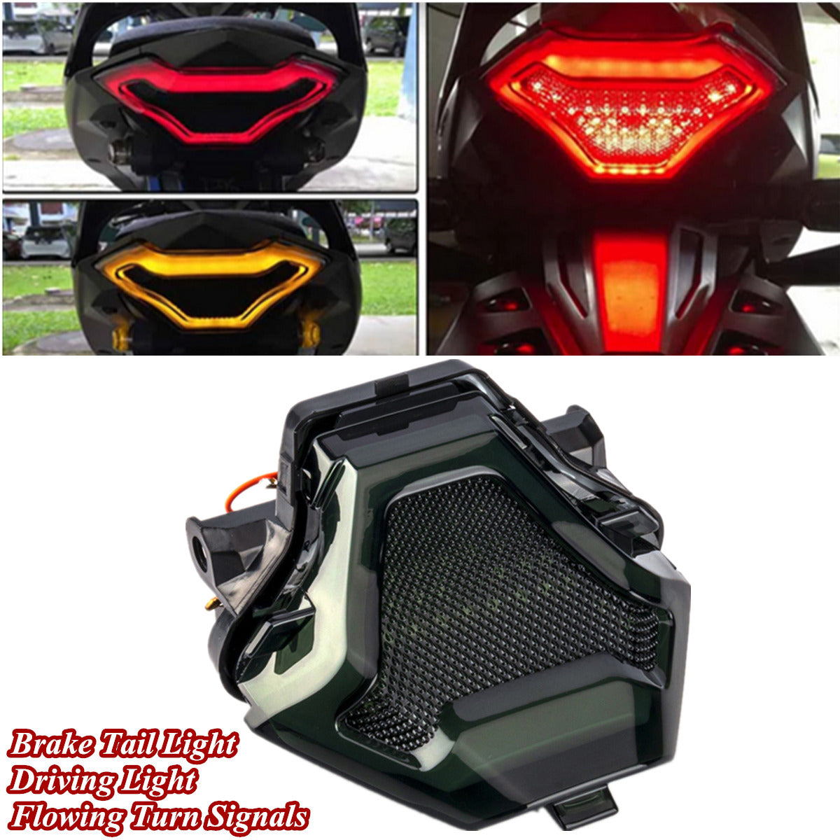 Red LED Brake Tail Light w/Flowing Turn Signals For Yamaha YZF FZ07 MT07 LC150