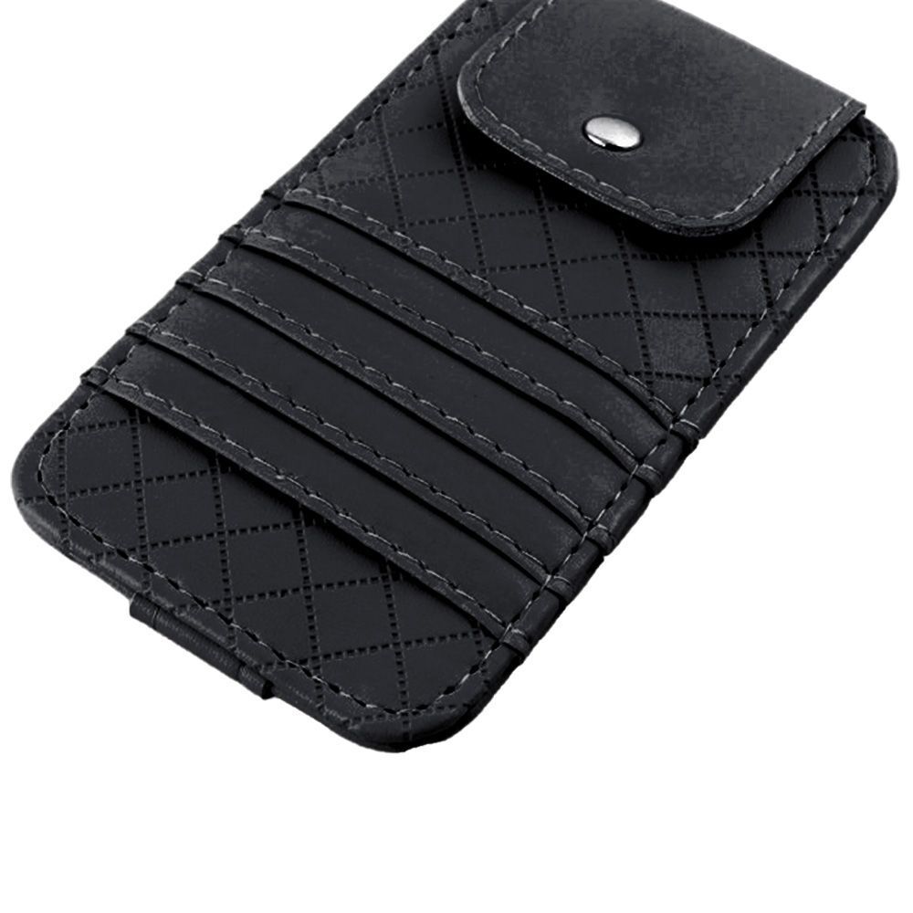 Multifunctional Sunglasses Case Ticket File Sun Visor Storage Bag Card Clip