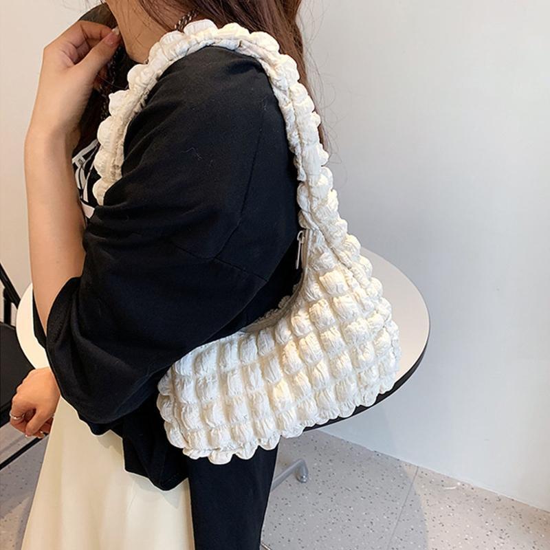 Small Square Bag Underarm Bag Shoulder Bag Pleated Cloud Bag for Valentine's Day