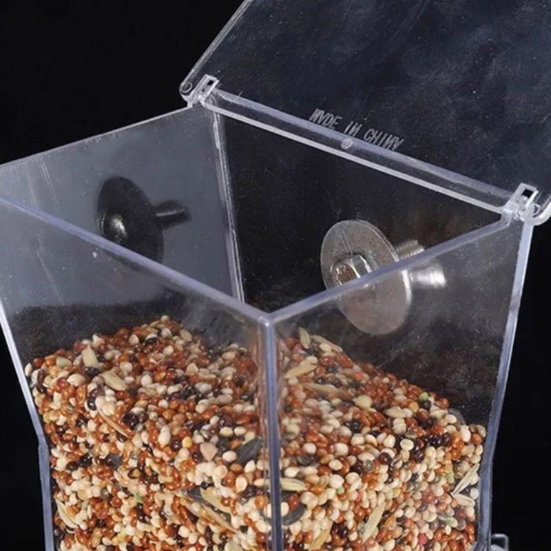 No Mess Bird Feeder Parrot Integrated Automatic Feeder with Perch Food Container