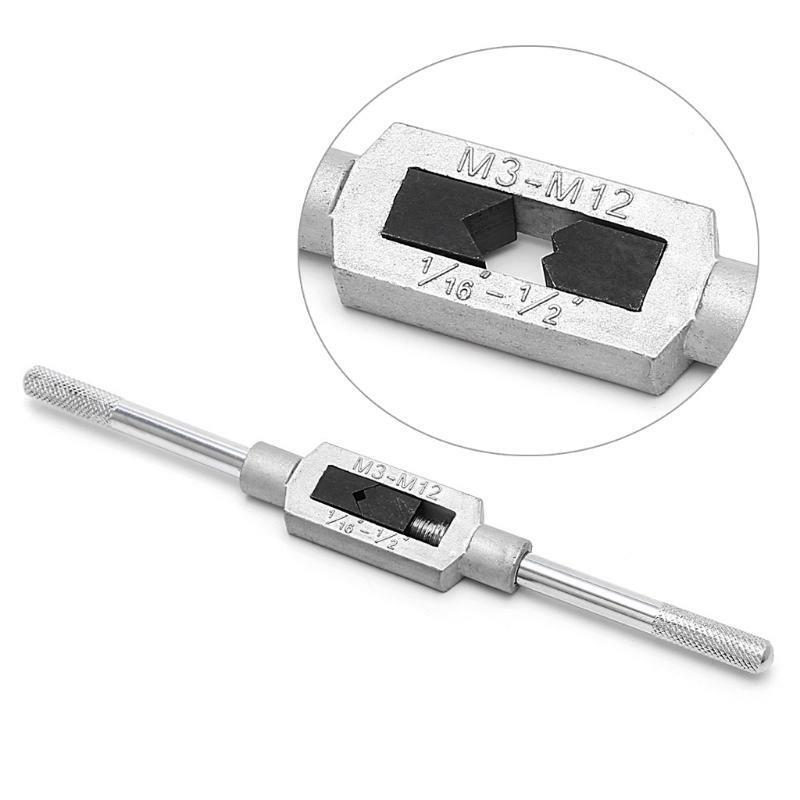 8 Pcs Hand Screw Thread Metric Plug Tap Set M3-M12 With Adjustable Tap Wrench