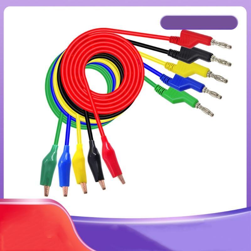 5 Pcs Labs Test Leads 1M Stackable Double End Alligator Clip Banana Plug 4mm