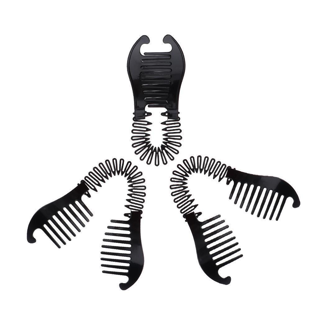 6pcs Hairstyling Clip Bun Donut Twist Braid Ponytail Maker Accessories Black