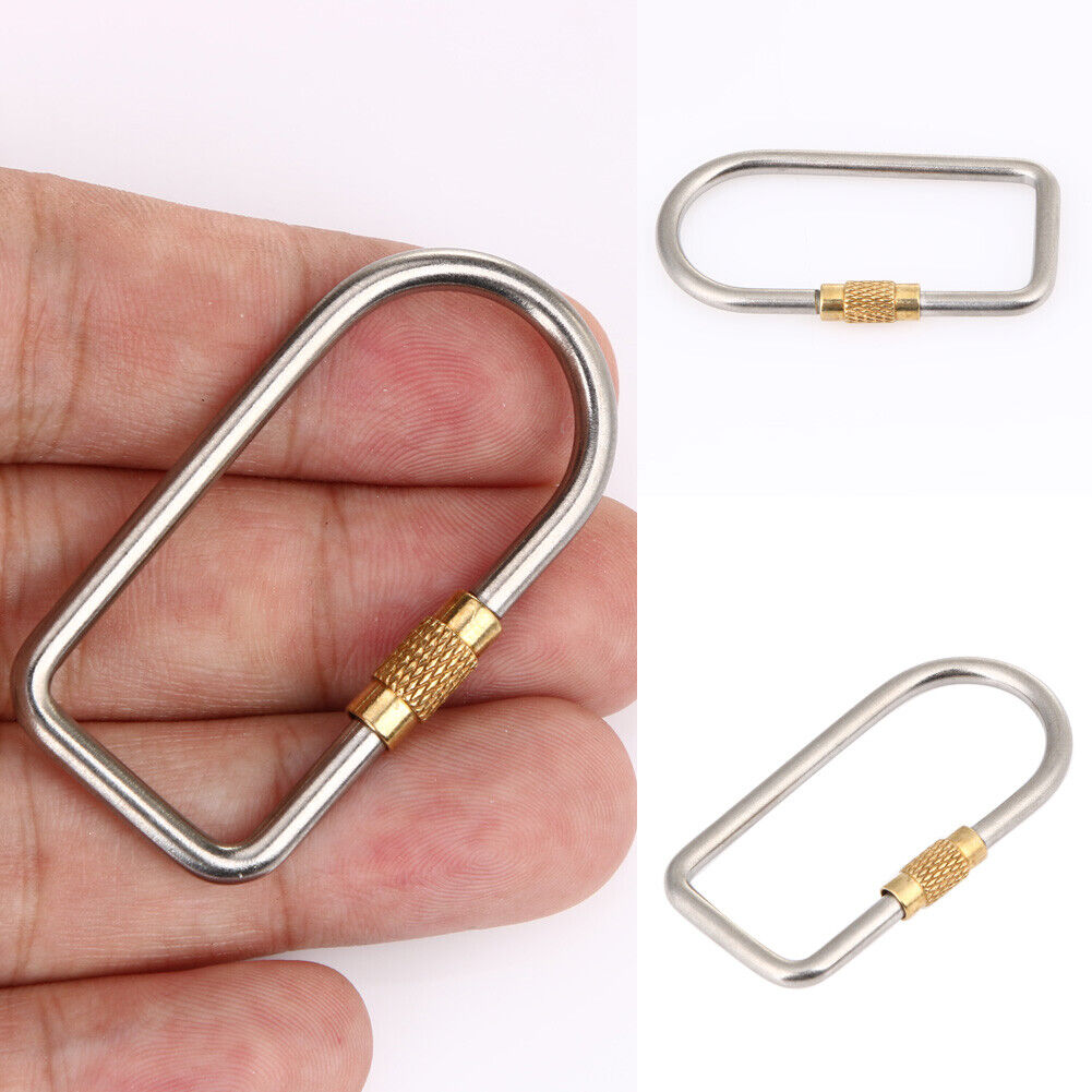 D Shape Titanium Alloy Screw Lock Carabiner Clip Hook Keychain Camping