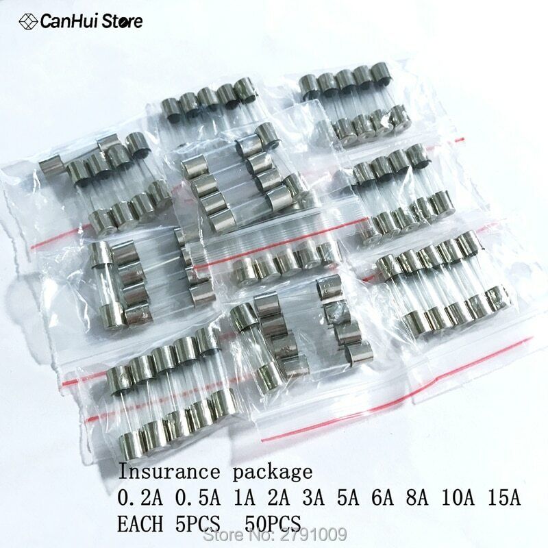 50PCS 10 Kinds 5x20mm Fast Glass Fuse Kit In Package