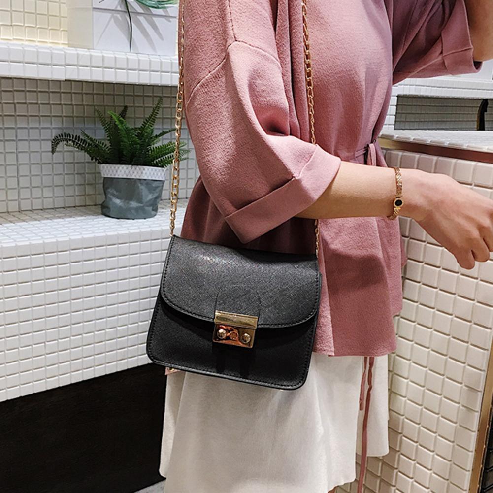 Women Messenger Shoulder Bag Leather Office Ladies Small Handbag (Black)