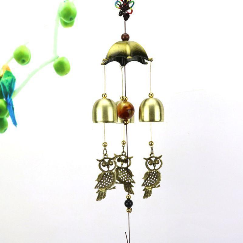 Farmhouse Wind Chime Owl Bells Windchime Decor Art Ornament Crafts Present Gifts