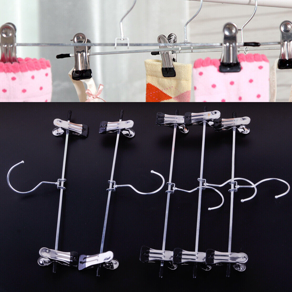 10x Metal Trousers Clip Skirt Pants Clothes Coat Hanger Hooks Adjustable Li