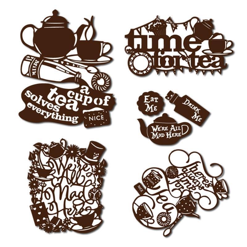 Time for Tea Letters Bunting Metal Cutting Dies Stencil DIY Embossing Template