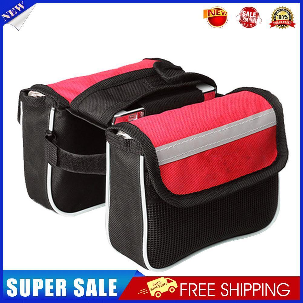 MTB Bike Saddle Bag Frame Front Top Tube Cycling Phone Case Pouch (Red)