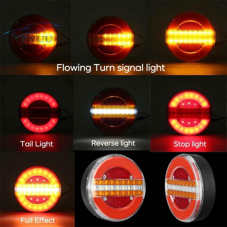 2 Pcs 12-24V 5.3'' Dynamic LED Trailer Truck Tail Brake Light Turn Signal Lamp