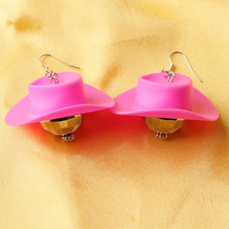 Cowboy Hat Disco Earrings Cool Pendant for Women Girls Clothing Accessories