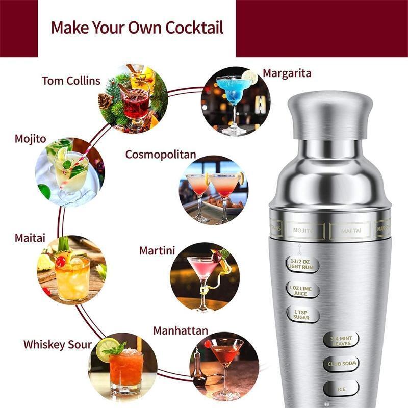 Stainless Steel Martini Shakers Drink Shakers for Home Bar Essential Bar Gadgets