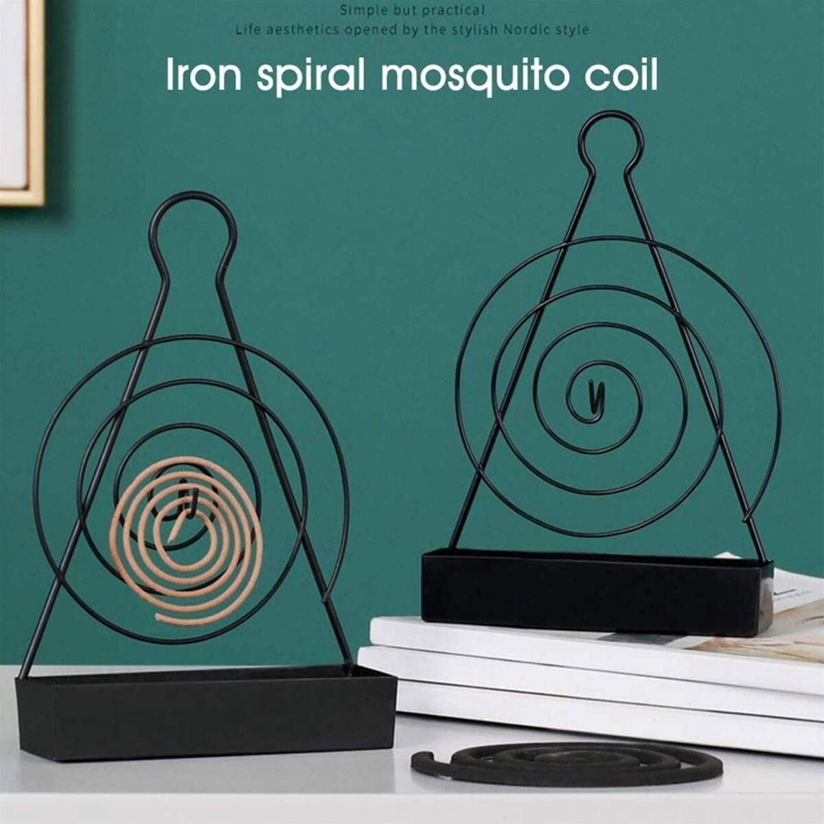 Mosquito Coil Holder - Iron Nordic Hanging Incense Burner Holder - Black
