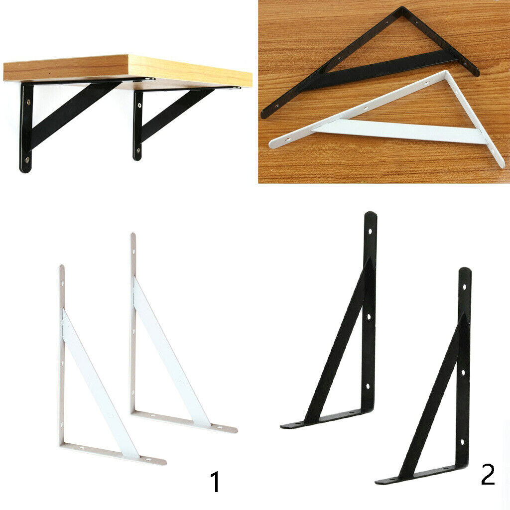 2pcs L-shaped Wall Bracket Support  Holder Stand 200x120x2mm Black
