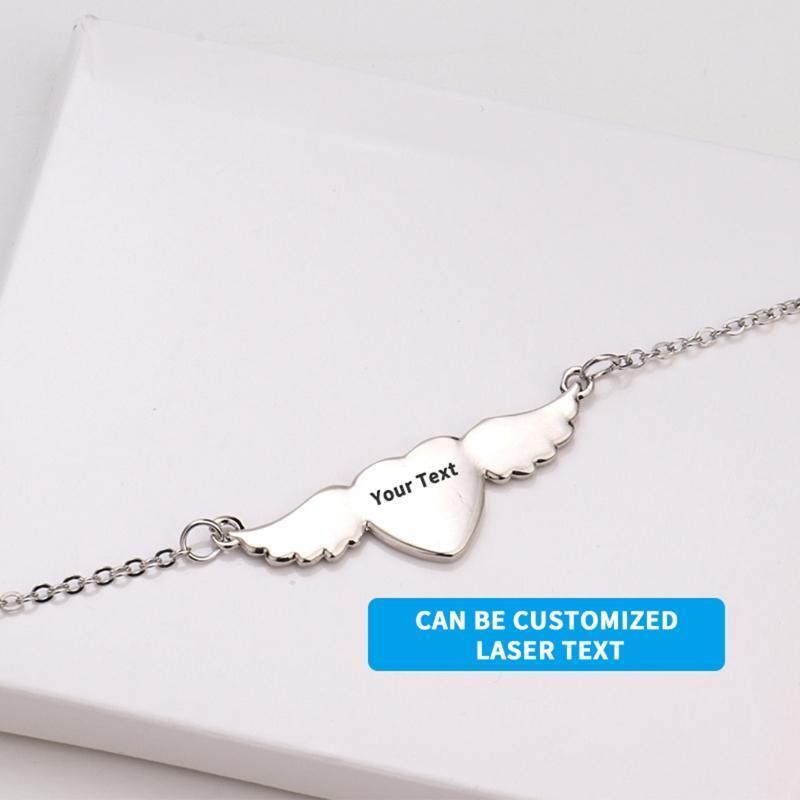 Sublimation Blank Picture Necklace Heart Shape Bezel Pendant Trays with Wing