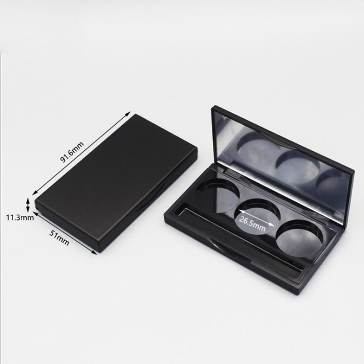 2x 3 Grids Empty Eyeshadow Box Round Aluminum Palette Pans Case Women Girls