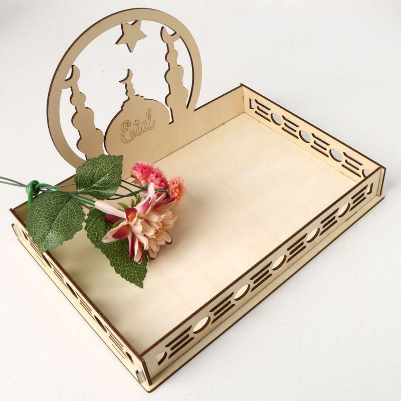 Rustic Wooden Eid Mubarak Ramadan Party Food Serving Tableware Dessert Pastry