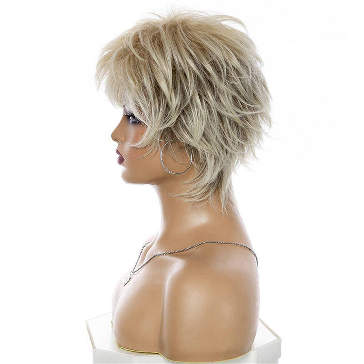 Fashion Lady Women Short Curly Wigs Blonde Wavy Hair Full Wig Wigs + Wig Cap