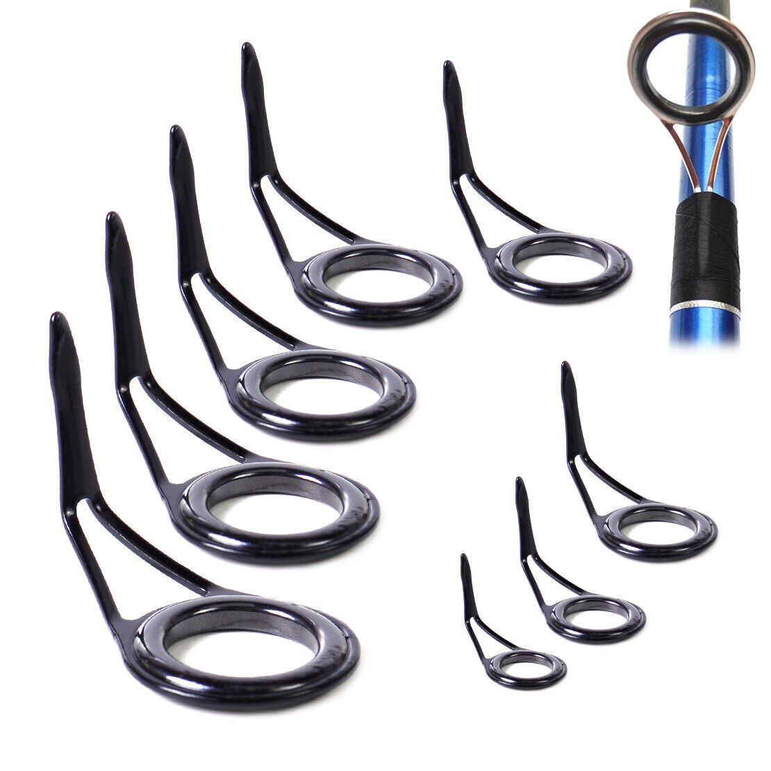 16pcs 8 Size Fishing Rod Guide Tip Line Ring Stainless Steel Pole Repair Kit Li